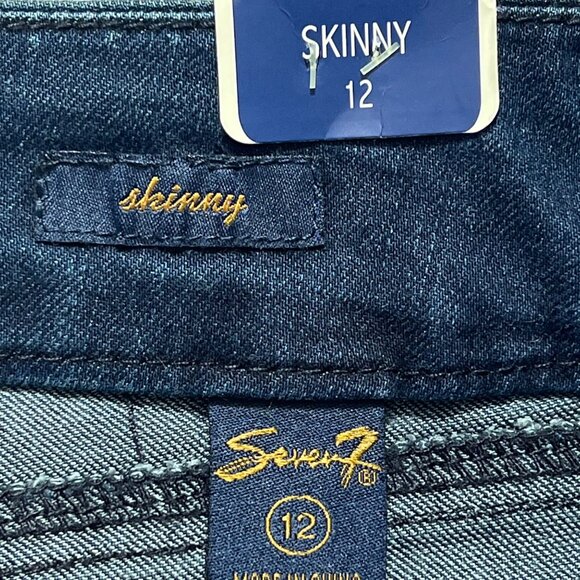Seven7 Women's Tummy-Less Slimmer Skinny Stretch Mid Rise Blue Jeans Size 12 NWT - Picture 6 of 12